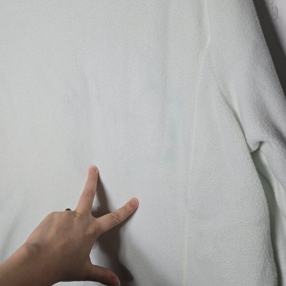 Lands End Womens White Fleece Full Zip Jacket Plus Size 1X Neutral Soft Cozy - Picture 3 of 13